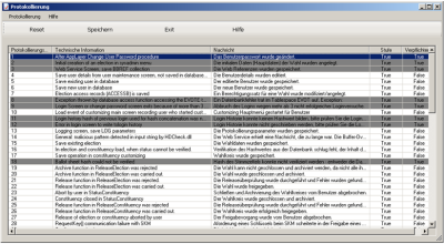 The image shows a screenshot from the logging customizing module